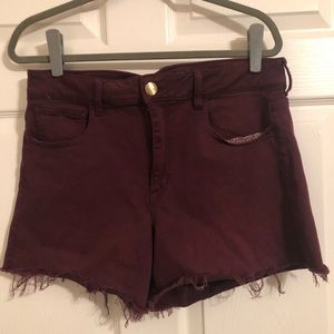 Maroon American Eagle Jean Shorts
